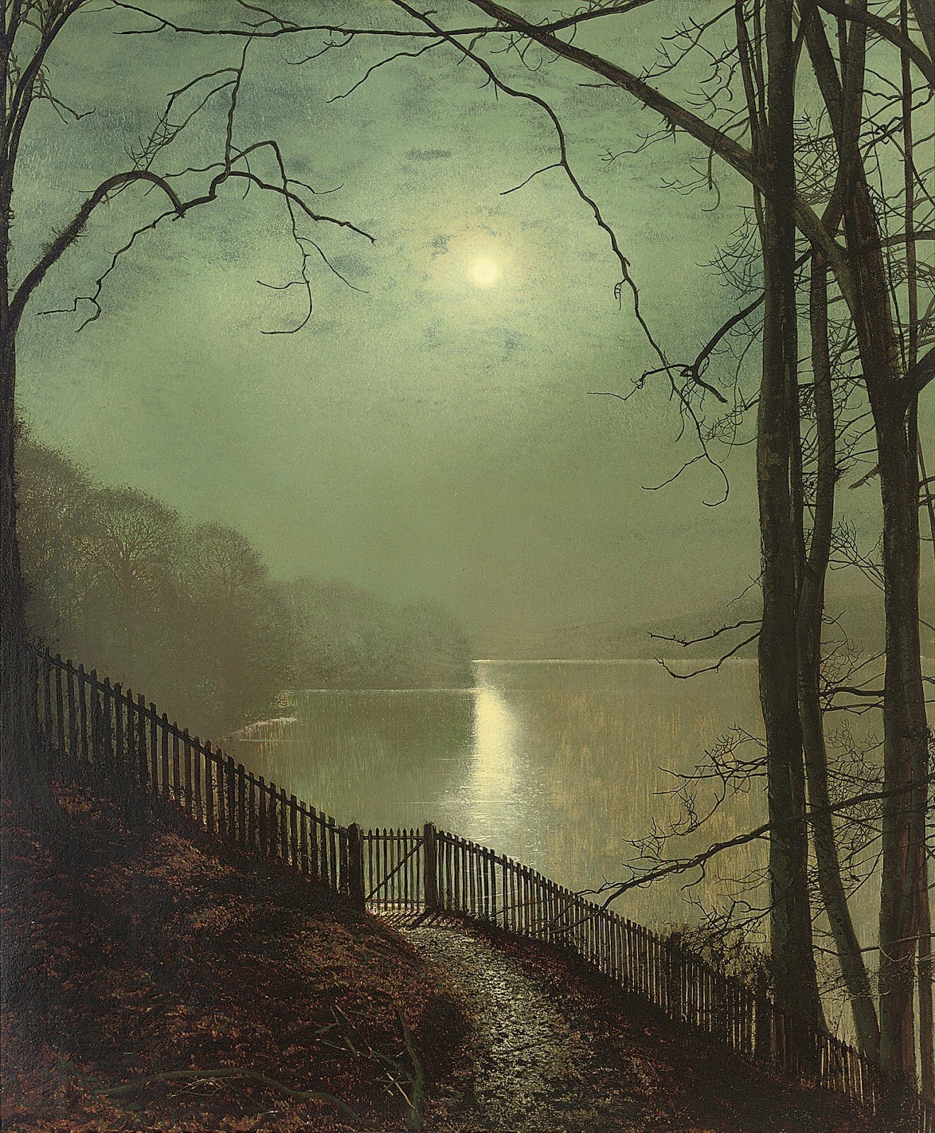 John Atkinson Grimshaw, Moonlight on the Lake, Roundhay Park, Leeds