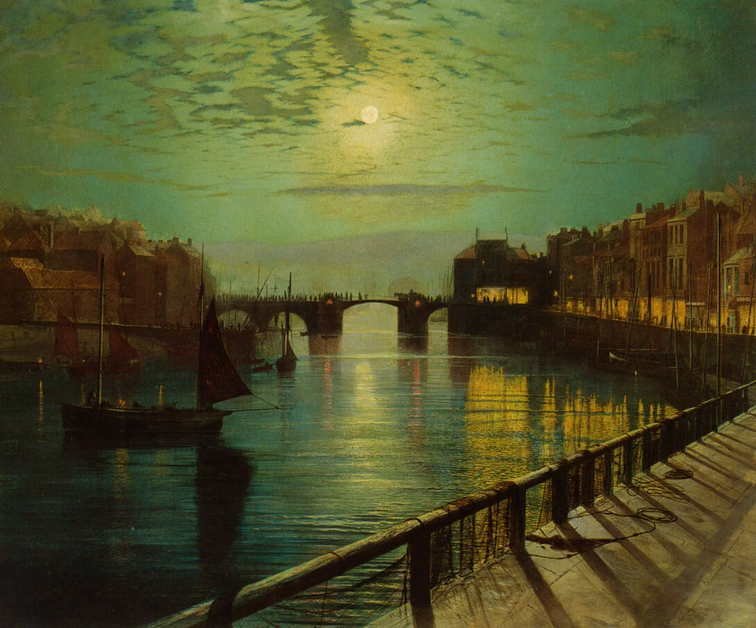 Atkinson Grimshaw, Whitby Harbor by Moonlight