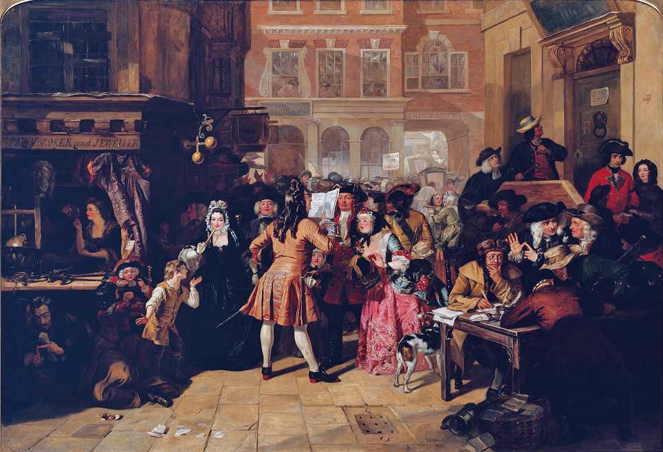 Edward Matthew Ward, The South Sea Bubble, a Scene in ’Change Alley in 1720