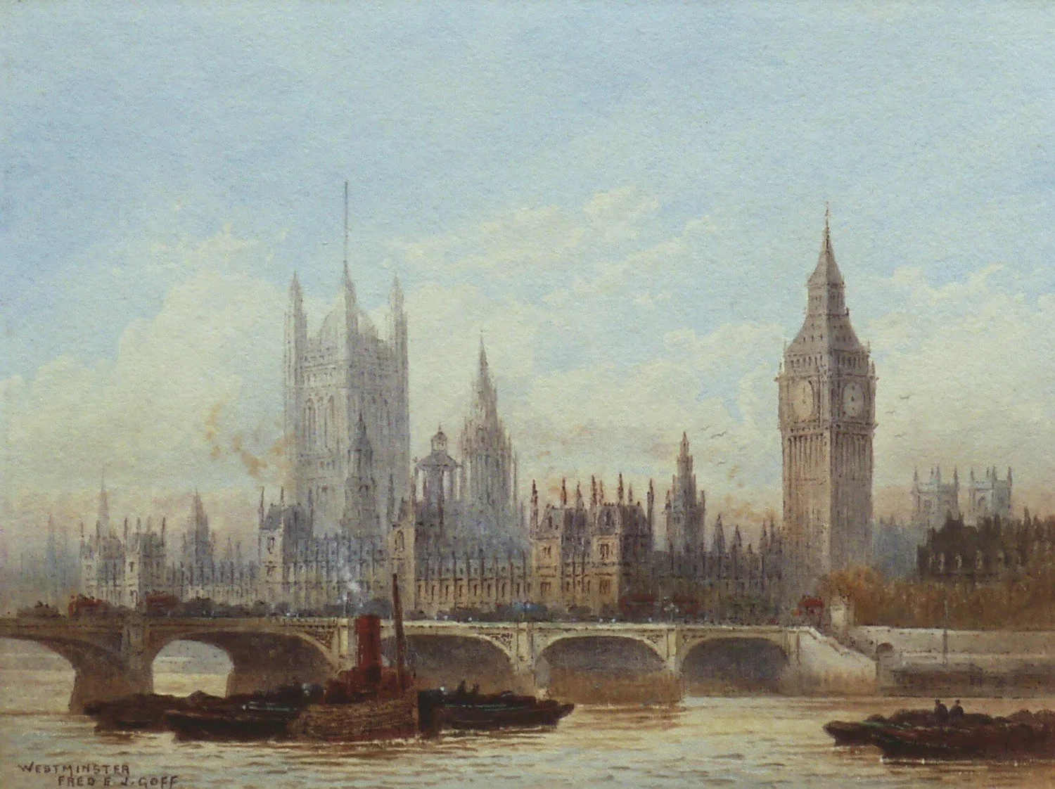Frederick Edward Joseph Goff, Westminster and Westminster Bridge from the River