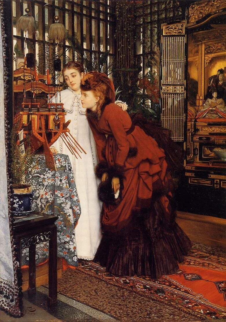 James Jacques Joseph Tissot, Young Ladies Looking at Japanese Objects
