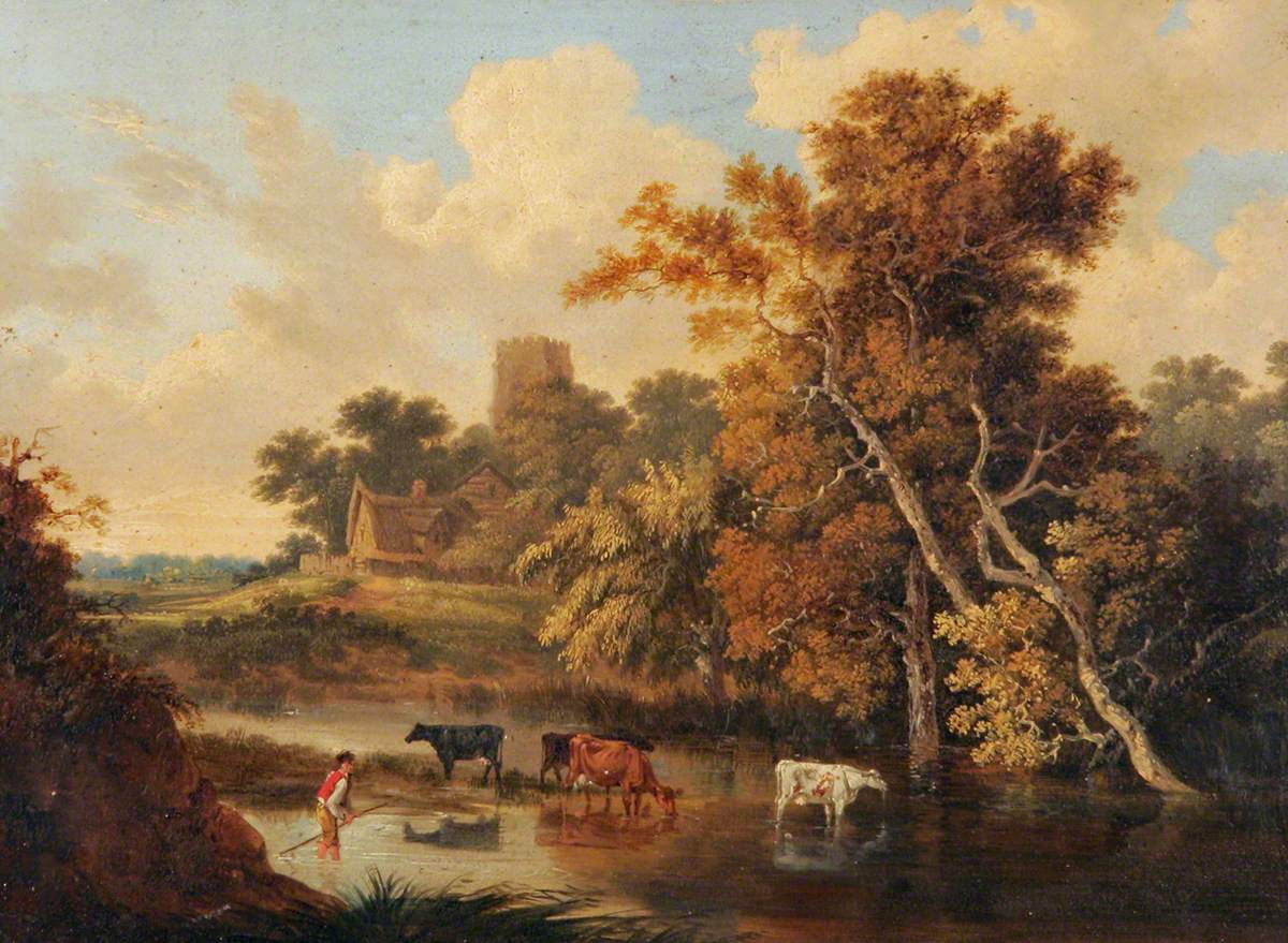 John Berney Ladbrooke, Cows in a Woodland Pool