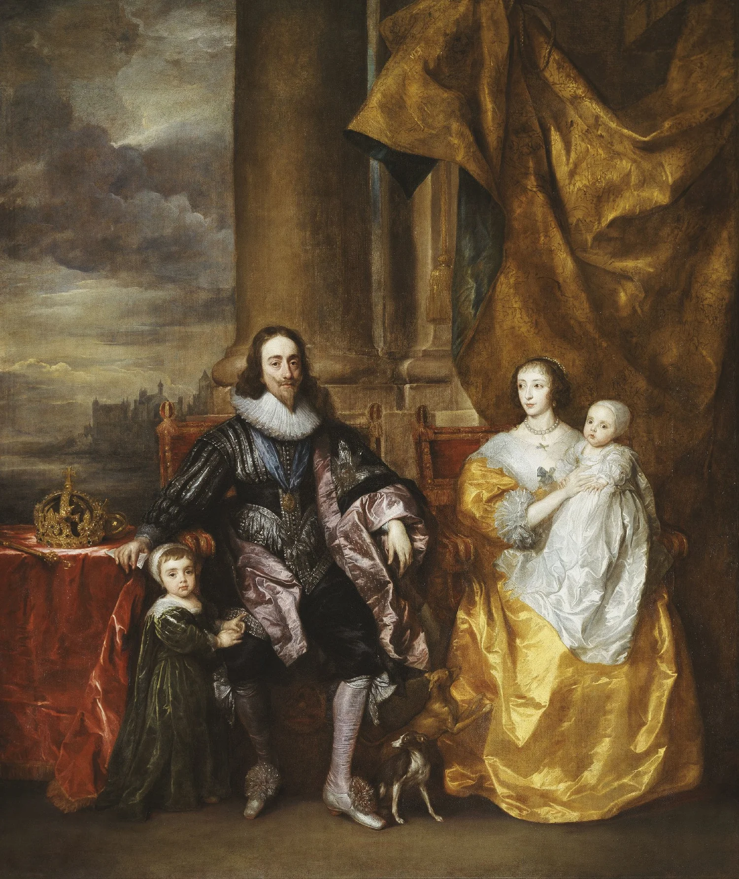 Sir Anthony Van Dyck, Charles I and Henrietta Maria with their Two Eldest Children, Prince Charles and Princess Mary