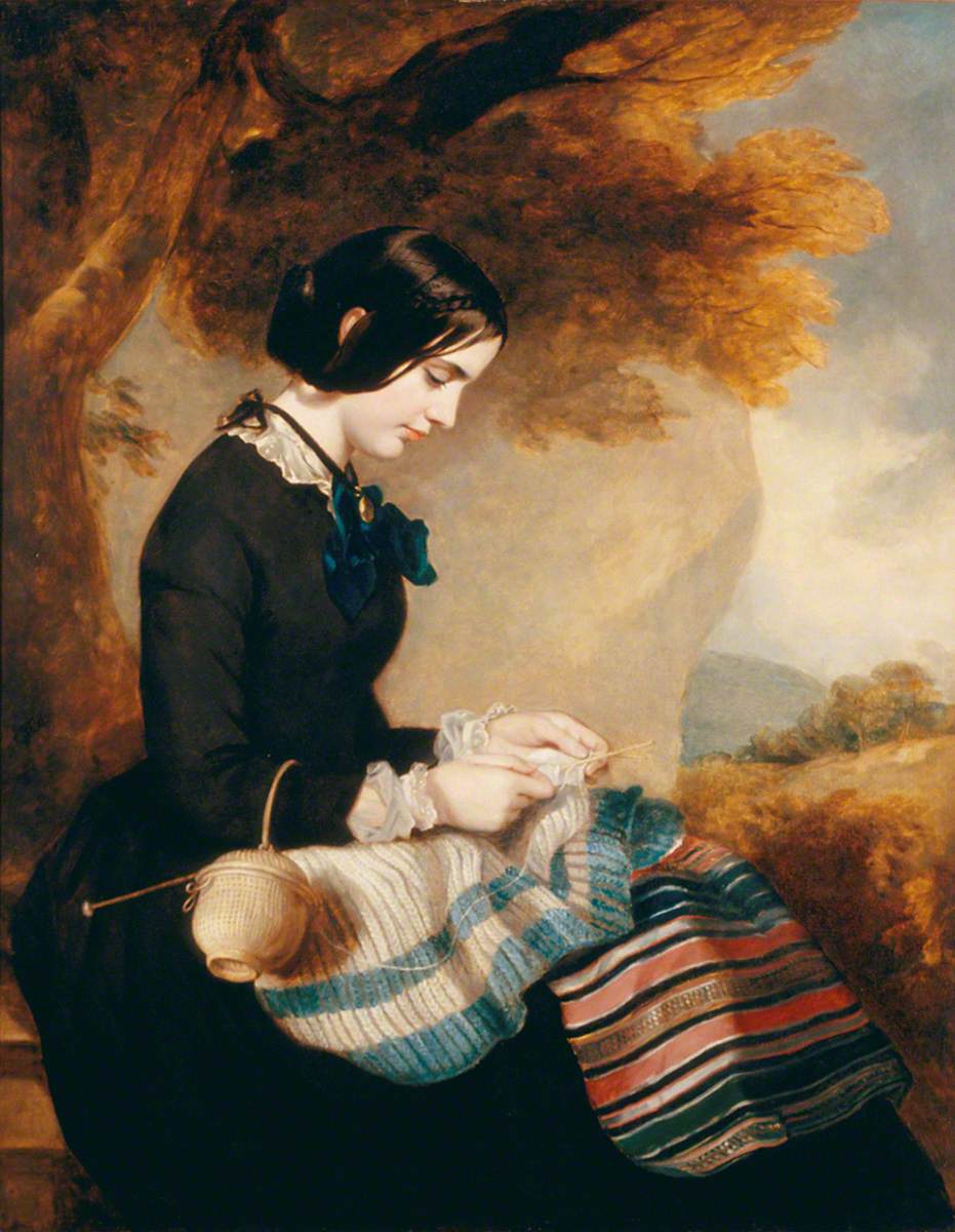 Sir Francis Grant, Mary Isabella Grant Knitting a Shawl